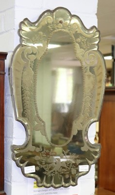 Lot 414 - A Venetian wall mirror, the cartouche-shaped...