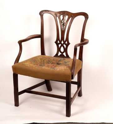 Lot 422 - A George III mahogany armchair of Chippendale...