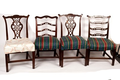 Lot 425 - Two George III style mahogany ladder-back...