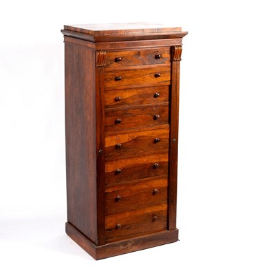 Lot 428 - A Regency rosewood Wellington chest, fitted...