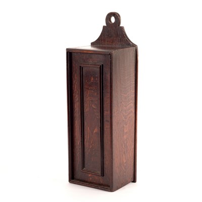Lot 434 - An 18th Century oak candle box with sliding...