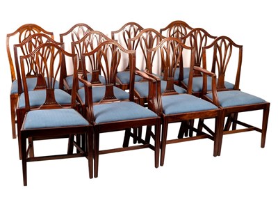 Lot 446 - A matched set of twelve splat back dining...