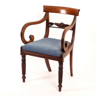 Lot 457 - A William IV mahogany open armchair on reeded...