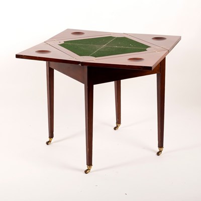Lot 459 - An Edwardian mahogany envelope card table,...