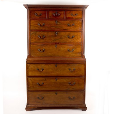 Lot 465 - A George III chest on chest, fitted with three...