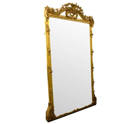 Lot 486 - A very large Victorian overmantel mirror, the...