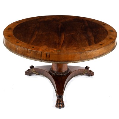 Lot 492 - A Regency rosewood library table, the circular...