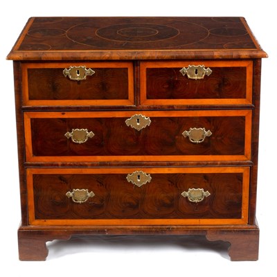 Lot 493 - A William and Mary oyster veneered chest of...