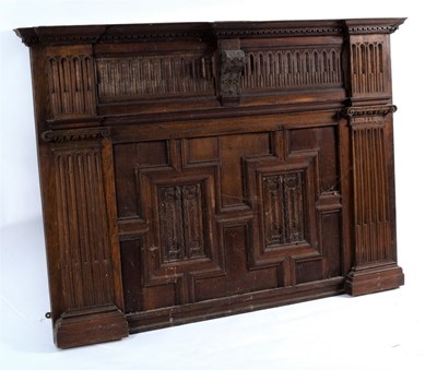 Lot 505 - A 19th Century panelled oak overmantel...