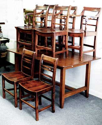 Lot 511 - A set of six oak and elm dining chairs with...