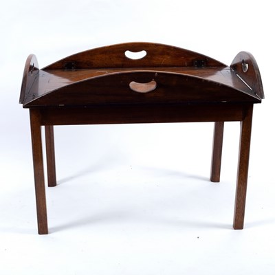 Lot 514 - A butler's tray, the hinged sides with cut out...