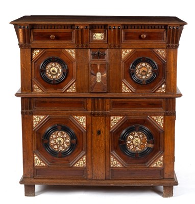 Lot 522 - A Charles II oak two stage chest, inlaid in...