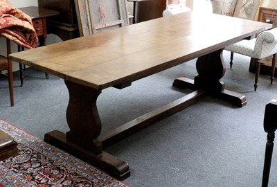 Lot 524 - A 17th Century style oak refectory table, the...