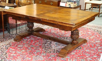 Lot 525 - A large 17th Century style oak refectory table,...