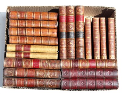 Lot 656 - Nineteen leather bound books, classics [1 box]