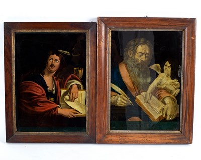 Lot 769 - St Mathew/St John/two reverse glass prints,...