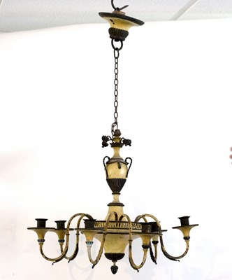 Lot 937 - A toleware six-branch chandelier