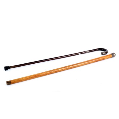 Lot 951 - A malacca walking cane with plain silver knop,...