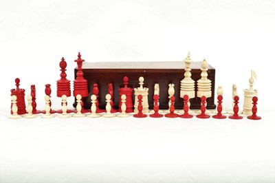 Lot 958 - A mid-19th Century carved bone chess set in...