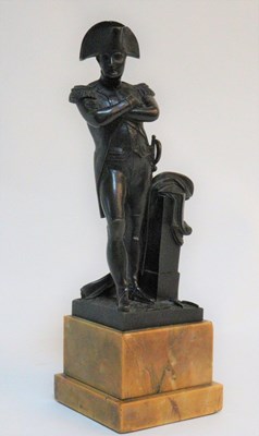 Lot 997 - A bronze figure of Napoleon, on a square...