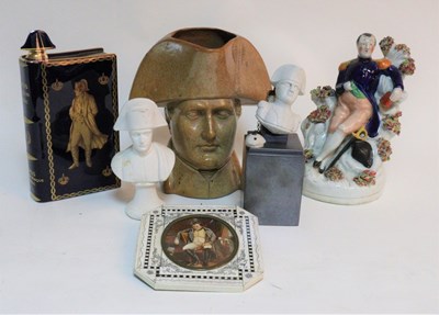 Lot 998 - A pottery portrait mug depicting Napoleon, by...