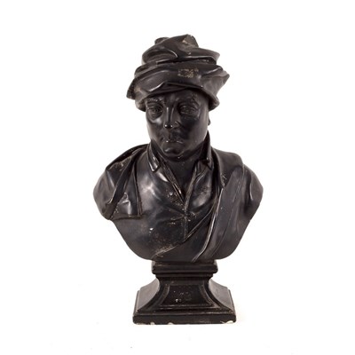 Lot 1006 - A black painted plaster library bust of G F...