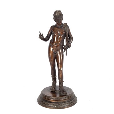 Lot 1008 - A bronze figure of a Narcissus, after the...