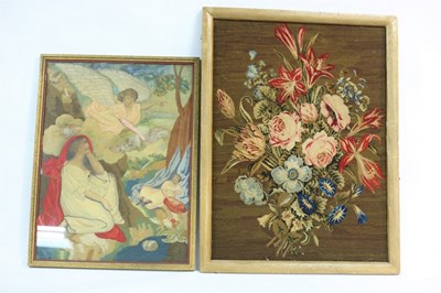 Lot 1022 - A needlework picture, circa 1810, depicting an...