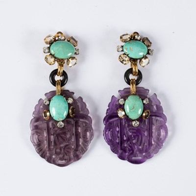 Lot 28 - Iradj Moini, a pair of costume jewellery ear...