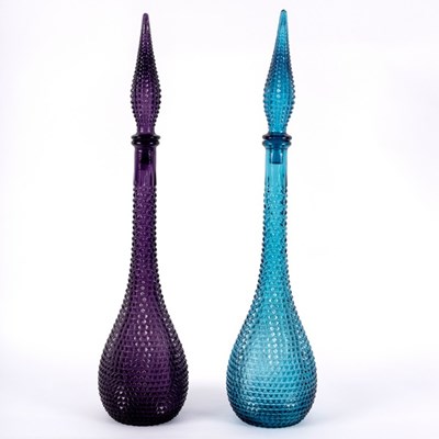 Lot 45 - Two decorative hobnail glass bottles and...