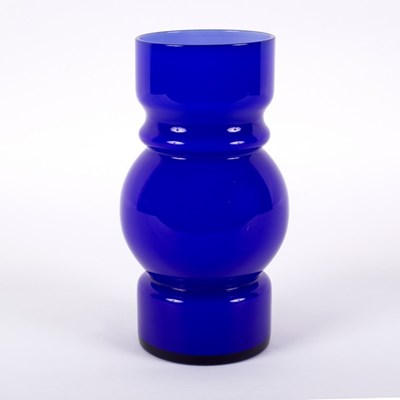 Lot 46 - Lindshammar, a 1970s blue cased glass vase,...