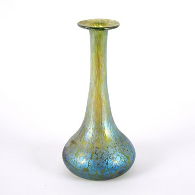 Lot 53 - Style of Loetz, a glass vase of onion shape,...