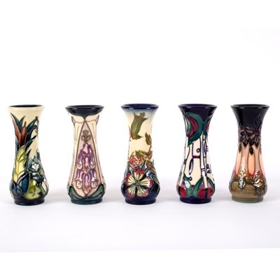 Lot 85 - Moorcroft Pottery, five small vases: Sweet...