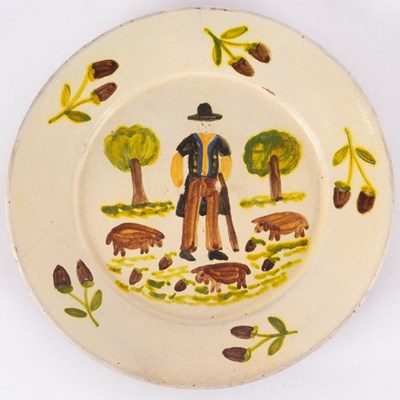 Lot 122 - Adriano Martelo, a glazed pottery plate...