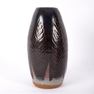 Lot 133 - A Studio Pottery conical vase with incised...