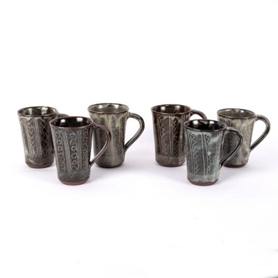 Lot 223 - Ladi Kwali (c.1925-1984), six stoneware mugs,...