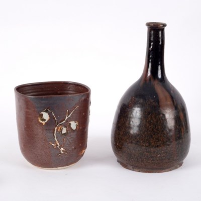 Lot 231 - A Studio Pottery square form vase, tenmoku...