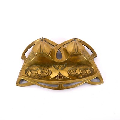 Lot 279 - A brass inkwell in the Jugendstil style,...