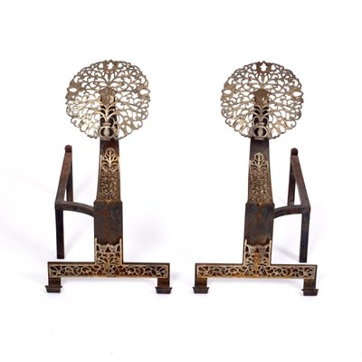 Lot 294 - Manner of Ernest Gimson, a pair of cast iron...