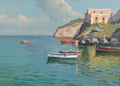 Lot 391 - G Mariani (20th Century)/Italian Coastal View,...