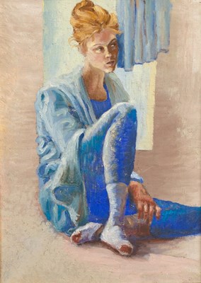 Lot 393 - Christine Lopez/Ballerina/oil on board, 25.5cm...