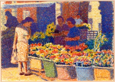 Lot 506 - Val Brown (Contemporary)/The Flower Market in...