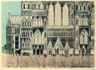Lot 599 - Robert Tavener (1920-2004)/Salisbury Cathedral...