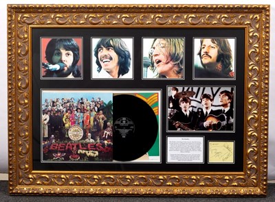 Lot 616 - Beatles Interest: a framed montage including...