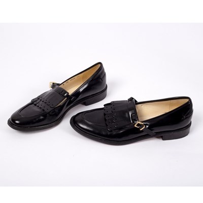 Lot 658 - Robert Clergerie, a pair of black leather slip...
