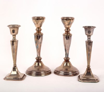 Lot 29 - A pair of silver candlesticks, Birmingham 1960,...