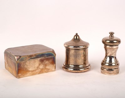 Lot 35 - A silver cigarette box, marks rubbed, a silver...