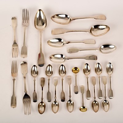 Lot 60 - A quantity of silver fiddle pattern flatware,...