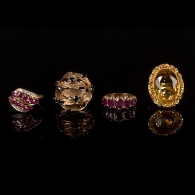 Lot 220 - A 9ct gold and sapphire ring, HJB, modelled as...
