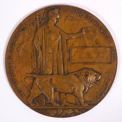Lot 280 - WWI Memorial Plaque 'Samuel Henry Broughton',...